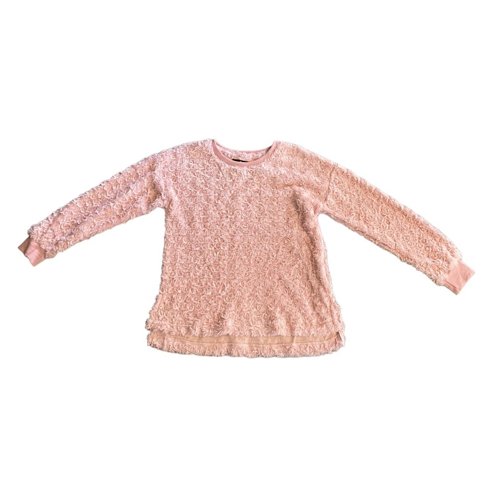 {Knapp Studio} rose patterned fluffy long sleeve pull over sweater